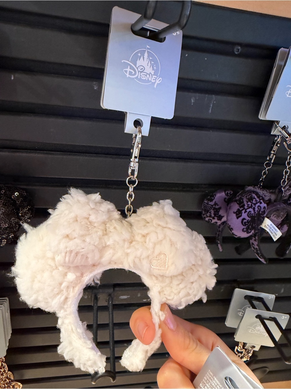 Disney Cream Sherpa Minnie Ear Keychain Headband